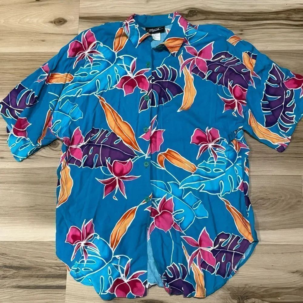 Krush Vintage Tropical Hawaiian Button Up Shirt Men’s Large